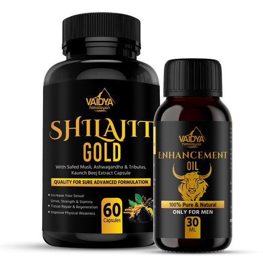 Vaidya Himalayan Vitality Combo- Shilajit Capsules + Enhancement Oil