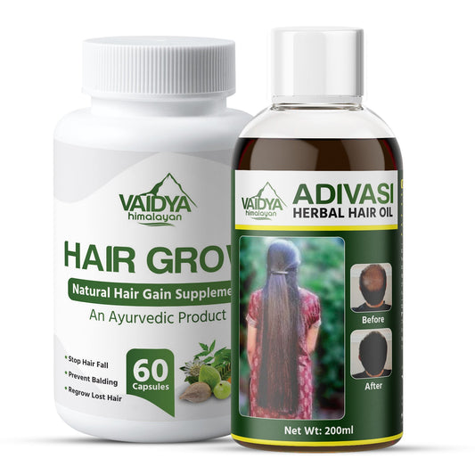 Vaidya Himalayan Hair Care Combo- Hair Grow + Adivasi Oil