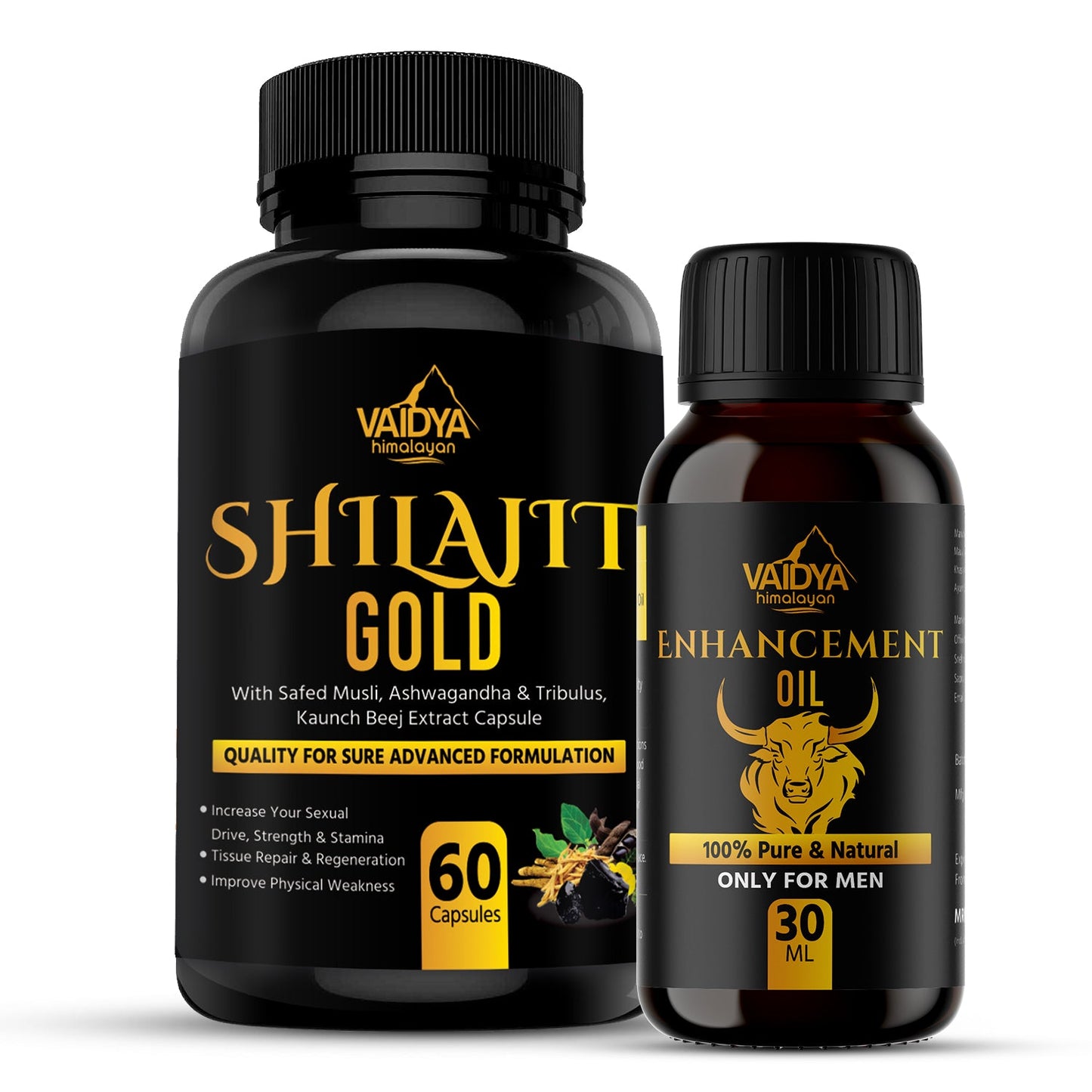 Vaidya Himalayan Vitality Combo- Shilajit Capsules + Enhancement Oil