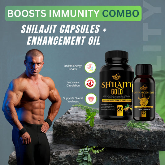 Vaidya Himalayan Vitality Combo- Shilajit Capsules + Enhancement Oil