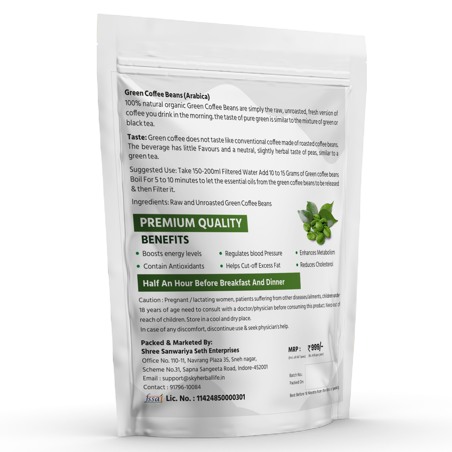 Vaidya Himalayan Green Coffee Beans 200g