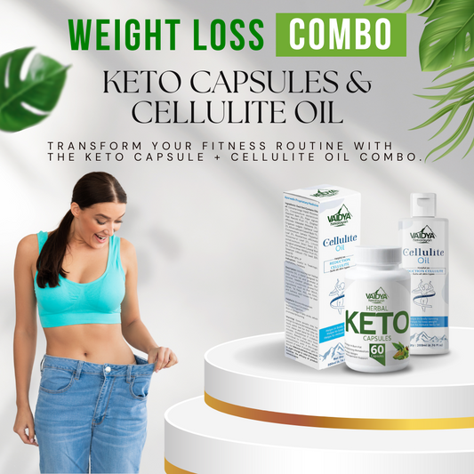 Vaidya Himalayan Weight loss Combo- Keto Capsules & Cellulite Oil